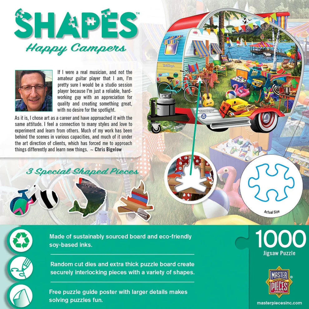 Happy Campers 1000 Piece Contours Shaped Puzzle