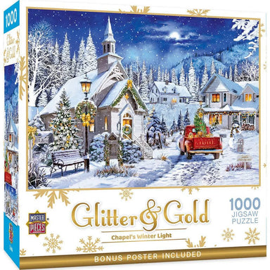 Chapel's Winter Light Glitter & Gold 1000 Piece Puzzle