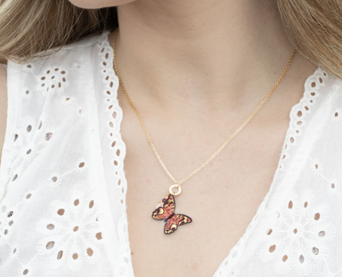 Holly Yashi Mariposa Butterfly Charm Pendant - Living Coral