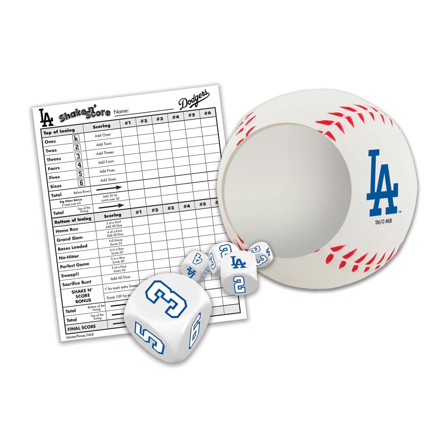 Los Angeles Dodgers Shake N' Score - Travel Dice Game    