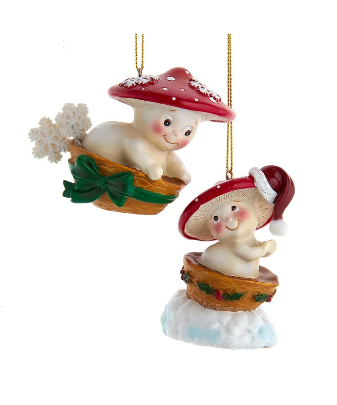 Mushroom Playing on Sled Ornament (Single) - Random Style