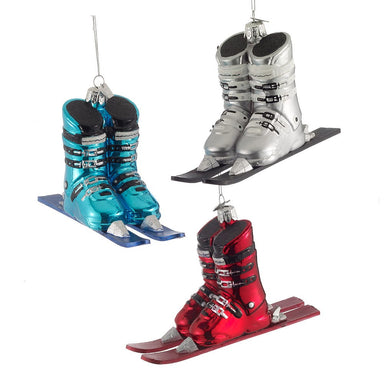 Ski Boots With Skis Glass Ornament (Single) - Random Color