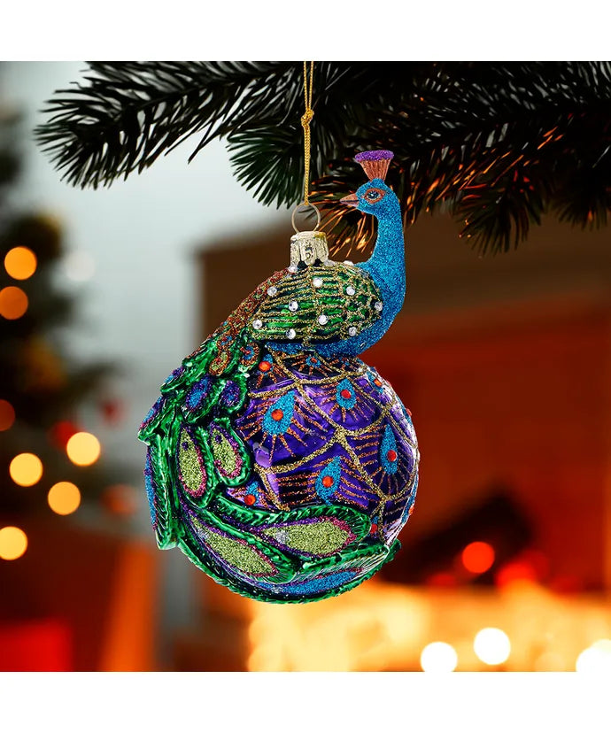 Glass Peacock Ornament