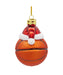 Glass Basketball With Santa Hat Ornament