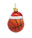 Glass Basketball With Santa Hat Ornament