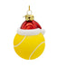 Glass Tennis Ball With Santa Hat Ornament