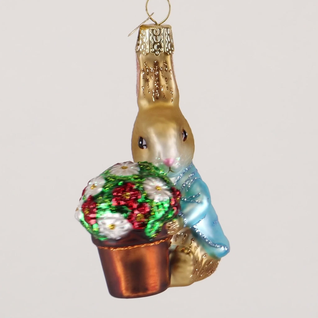 Old World Christmas Beatrix Potter Peter Rabbit With Flower Pot Ornament
