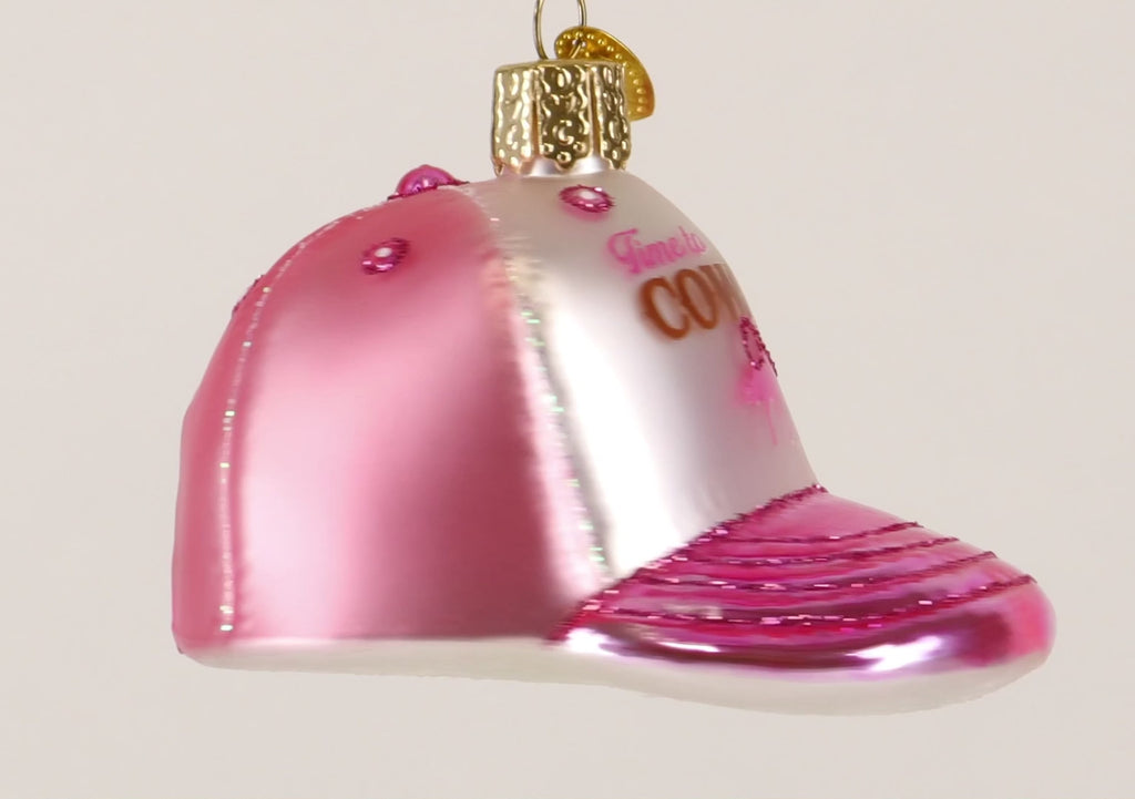 Old World Christmas Cowgirl Trucker Cap Ornament