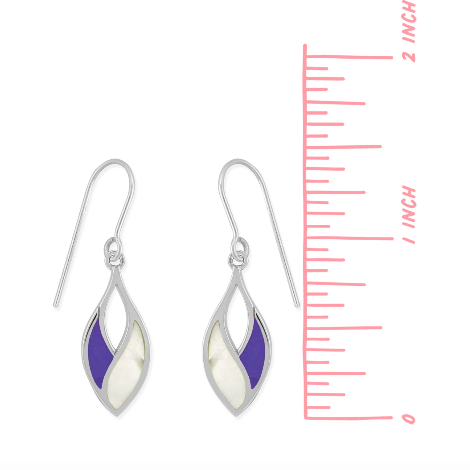 Boma Overlapped Earrings - Purple Turquoise and Mother of Pearl