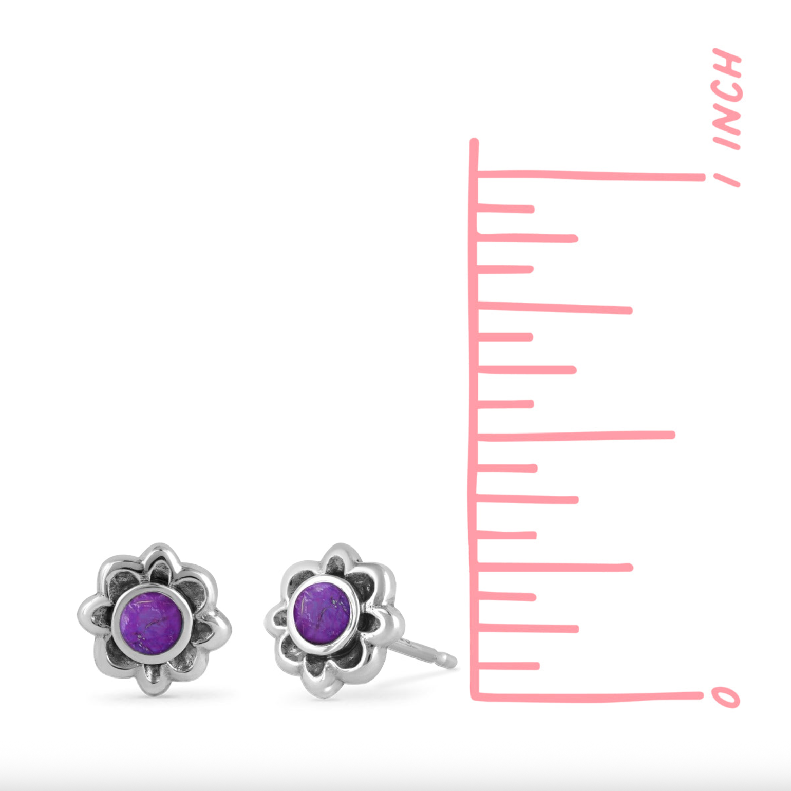 Boma Bohemian Purple Turquoise Flower Stud Earrings