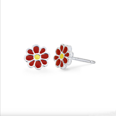 Boma Flower Enamel Studs - Yellow and Red