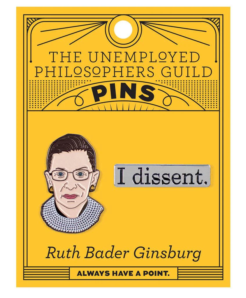Ruth Bader Ginsburg & "I Dissent" Enamel Pin Set