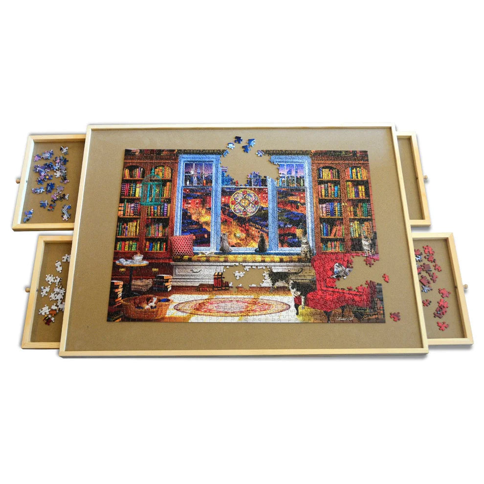 Wooden Puzzle Board With Drawers