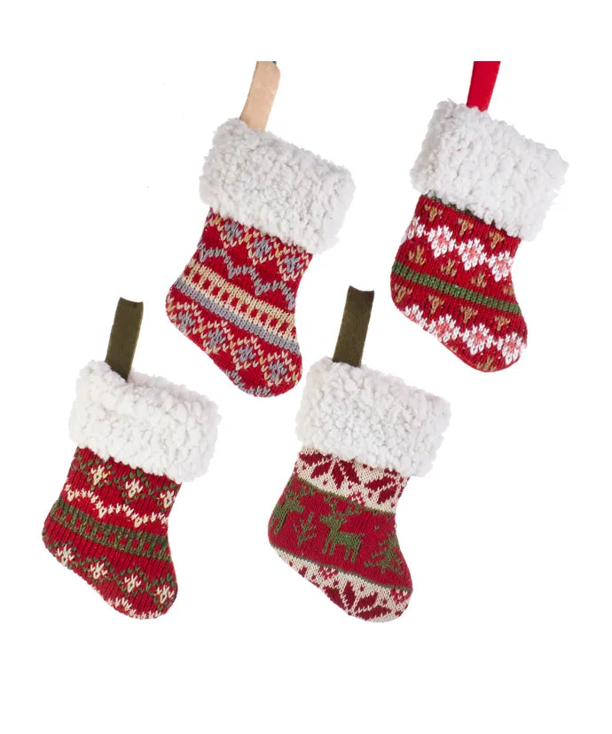 Miniature Traditional Pattern Stocking Ornament (Single) - Random Style