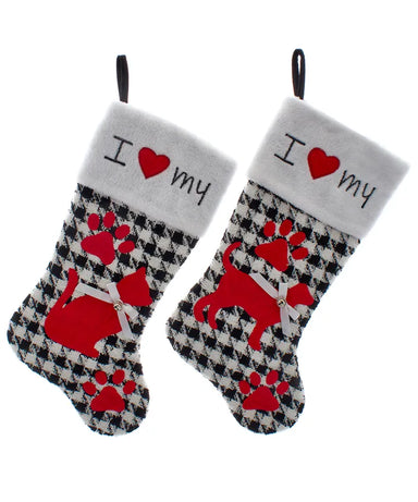 Houndstooth Stocking Dog Or Cat (Single) - Random Style