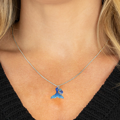 Holly Yashi Whale Tail Pendant Necklace - Shore Blue