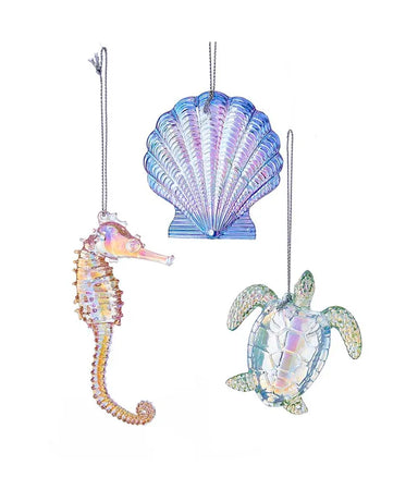 Iridescent Shell, Turtle, or Seahorse Ornament (Single) - Random Style