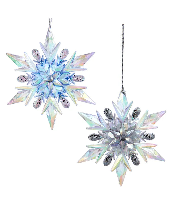 Iridescent Lavender or Blue Snowflake Ornament (Single) - Random Color