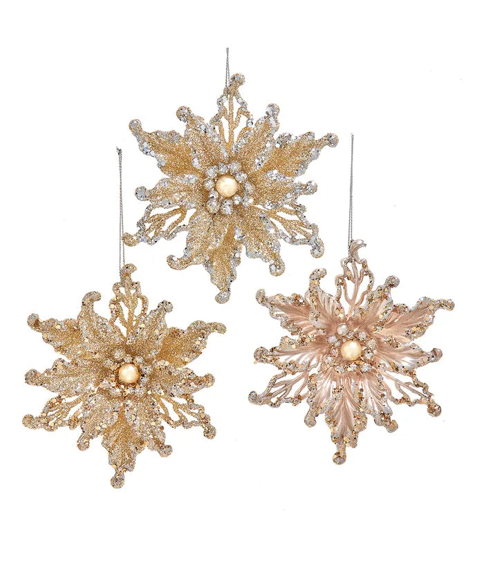 Acrylic Platinum Poinsettia Ornament (Single) - Random Style