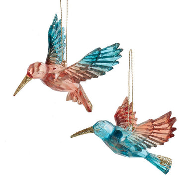 Teal & Desert Rose Hummingbird Ornament (Single) - Random Style