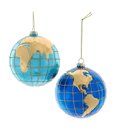 Glass 100mm World Globe Ornament (Single) - Random Color