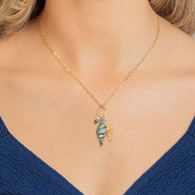 Holly Yashi Triton Pendant Necklace - Sage and Gold