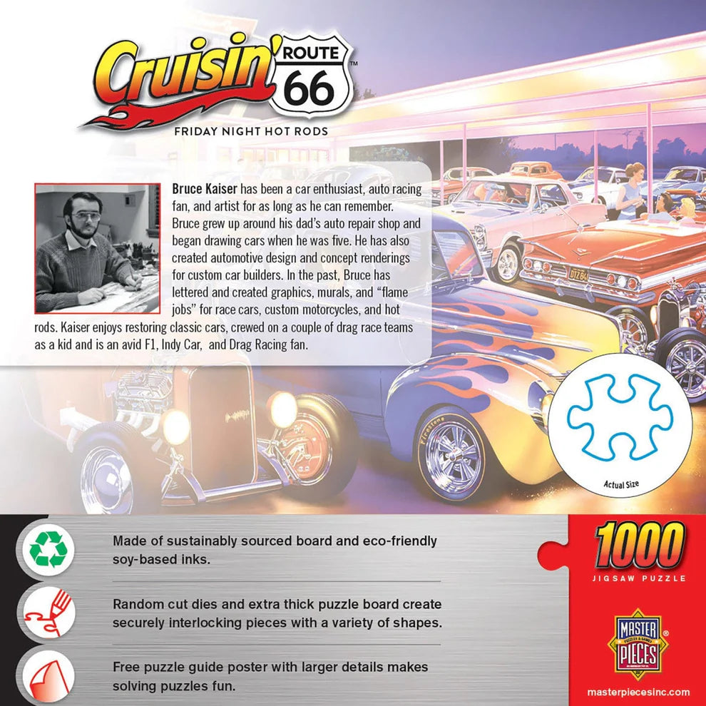 Friday Night Hot Rods Cruisin' Route 66 1000 Piece Puzzle