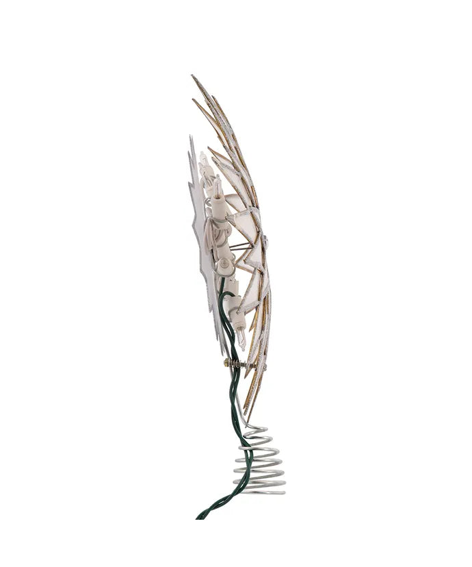 Capiz Silver and White Light Up Sunburst Tree Topper