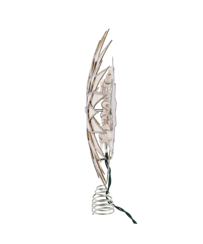 Capiz Silver and White Light Up Sunburst Tree Topper