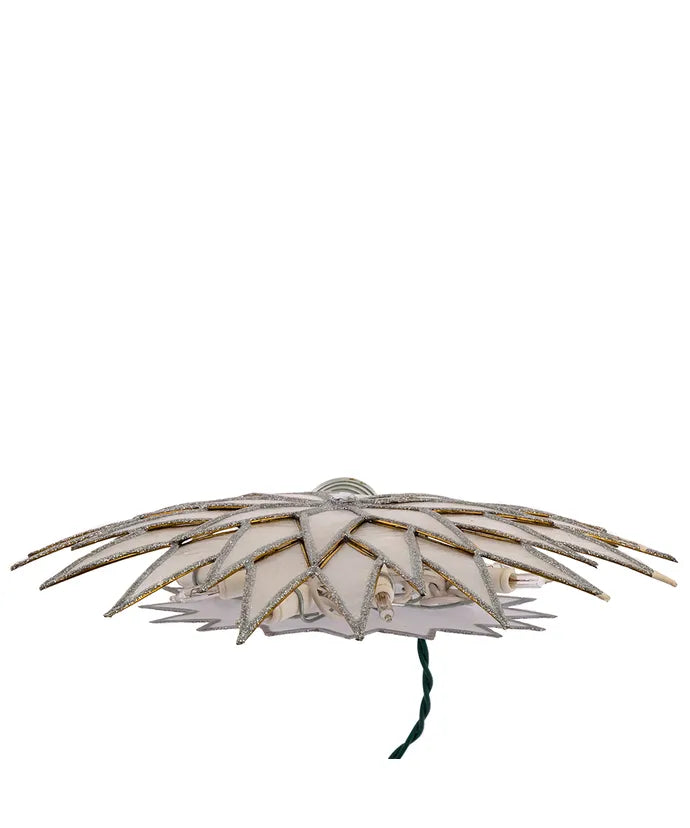 Capiz Silver and White Light Up Sunburst Tree Topper