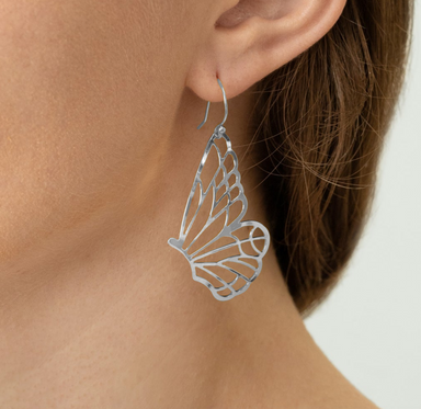 Holly Yashi Vanessa Butterfly Wing Earrings - Silver
