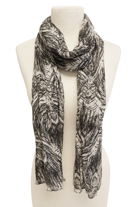 Scarf Peacock Feather Black    