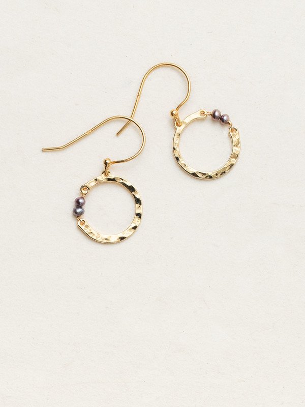 Holly Yashi Phoebe Pearl Petite Hoop Earrings - Peacock/Gold    