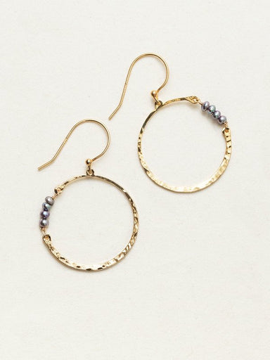 Holly Yashi Phoebe Pearl Hoop Earrings - Peacock/Gold    