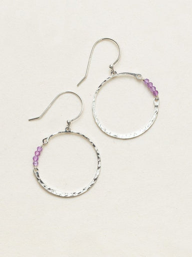 Holly Yashi Phoebe Gemstone Hoop Earrings - Amethyst/Silver    