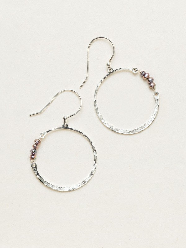 Holly Yashi Phoebe Pearl Hoop Earrings - Peacock/Silver    