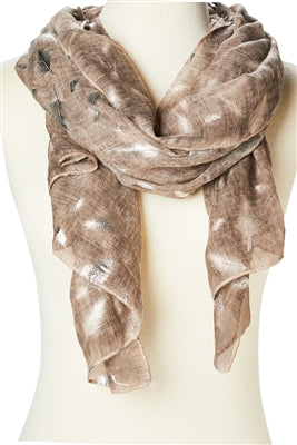 Scarf Pink With Silver Metalic Feathers    