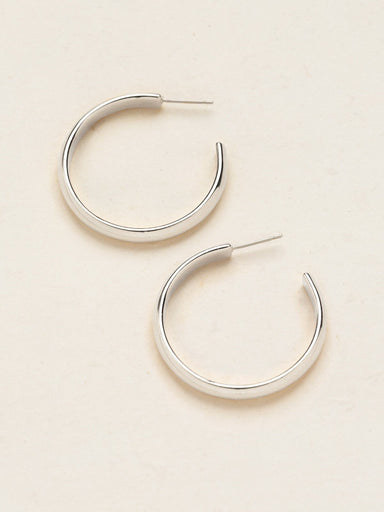 Holly Yashi Medium Cara Hoop Post Earrings - Silver    