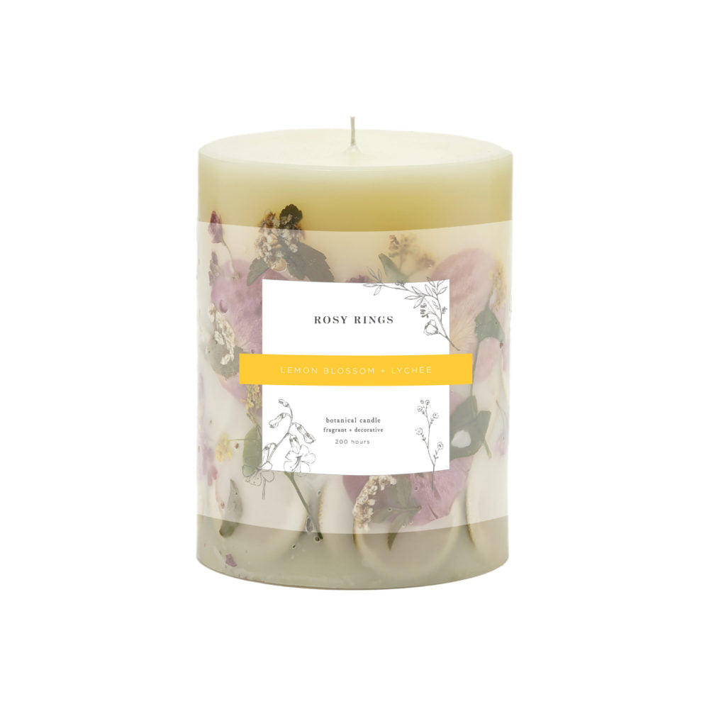Rosy Rings Lemon Blossom & Lychee - Medium Botanical Candle    