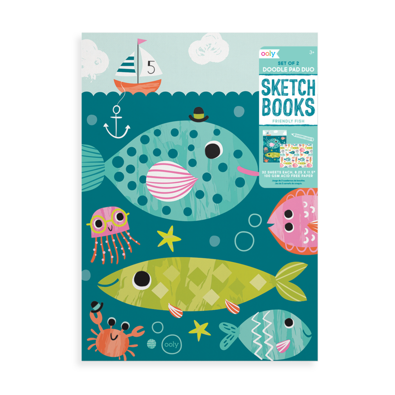 Doodle Pad Duo Set of 2 Sketch Books - Friendly Fish    