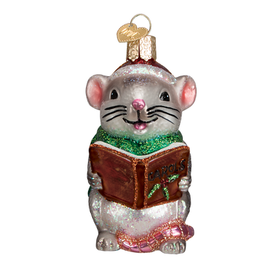 Old World Christmas Caroling Mouse - Grey    