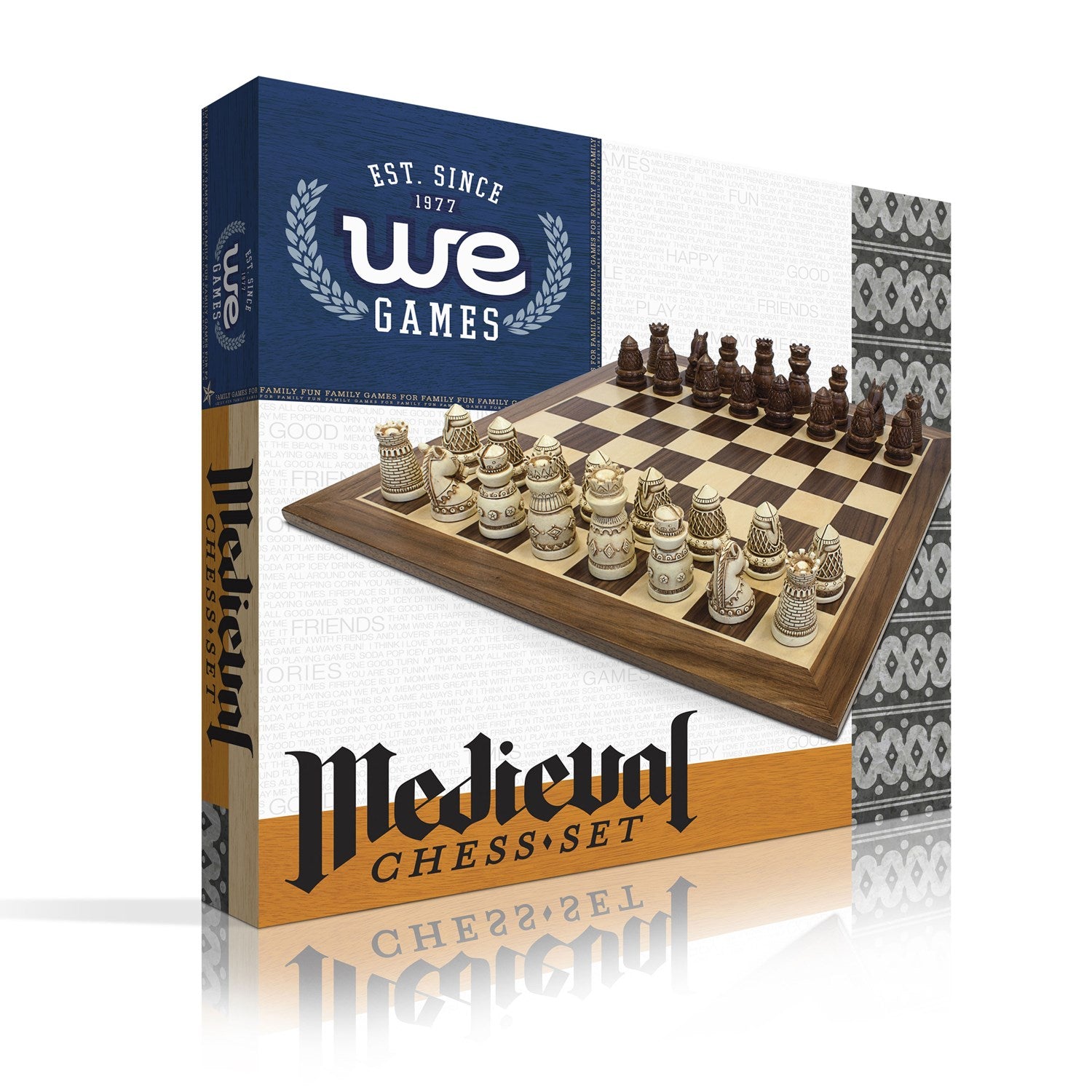 Medieval Chess Set -15 Inch Walnut Chess Board    