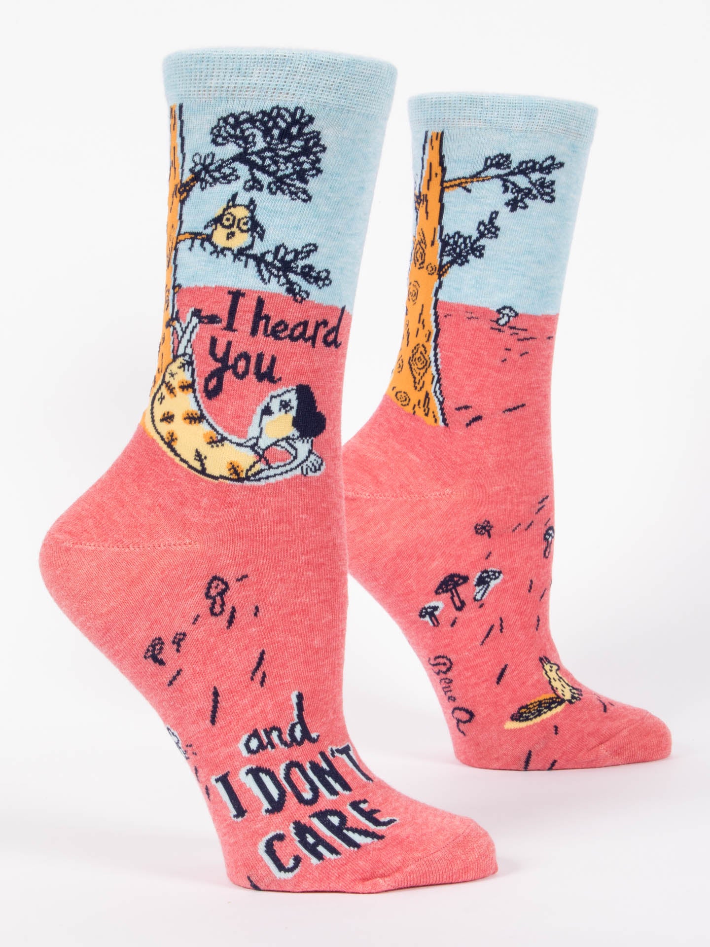 Blue Q Womens Crew Socks I Heard You And I Don't Care    