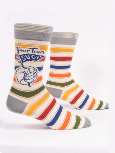 Blue Q Mens Crew Socks - Your Team Sucks    