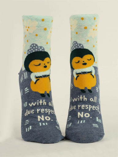 Blue Q Womens Ankle Socks - With All Due Respect, No.    