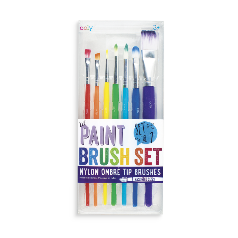 Lil' Paint Brush Set - 7 Assorted Ombre Tip Brushes    