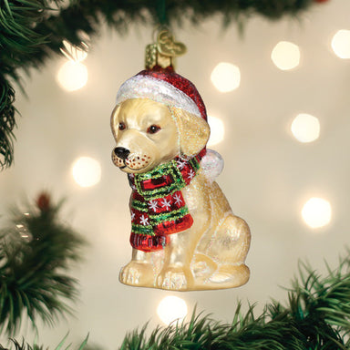 Old World Christmas Holiday Yellow Labrador Puppy Ornament    