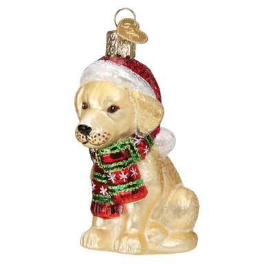 Old World Christmas Holiday Yellow Labrador Puppy Ornament    