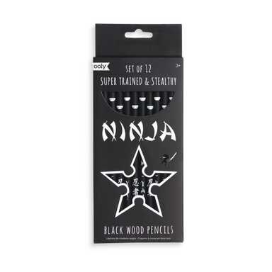Ninja Pencils - Set of 12 Black Wood Pencils    