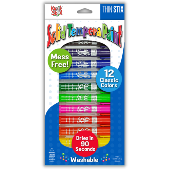 Kwik Stix Solid Tempera Paint - 12 Thin Stix    